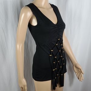 Vertigo Paris | Boho Black Soft Tank w Bead Detail